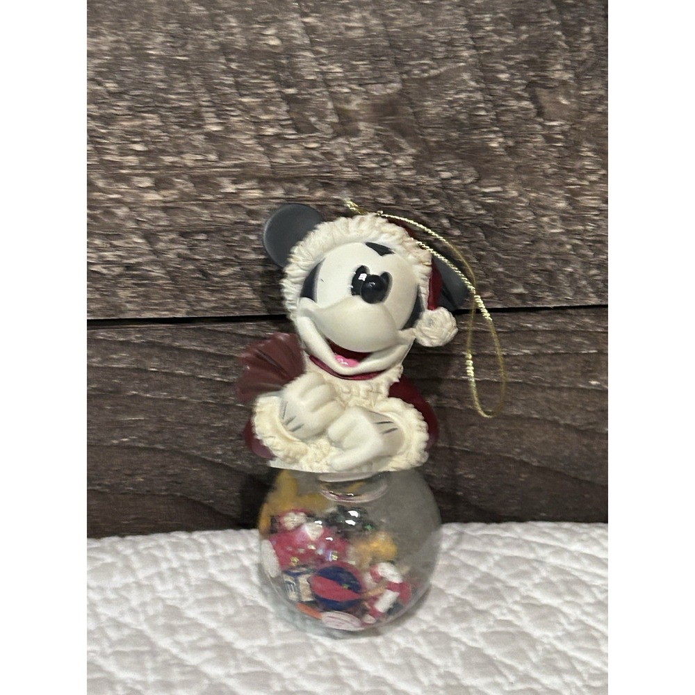 Disney Mickey Mouse Snow Globe Hanging Ornament Christmas 4", circa early 2000s